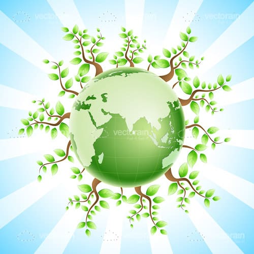Green Earth Globe with Leafy Trees